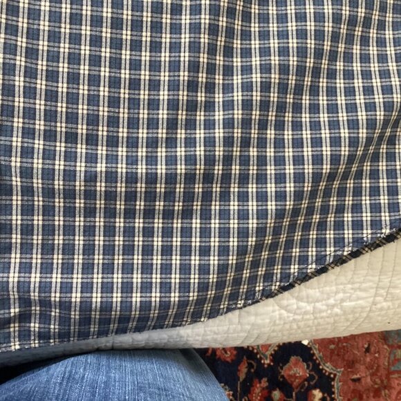 L.L. Bean Mens XL-Reg Blue & White Plaid Button-Down Shirt 100% Cotton - Picture 5 of 11